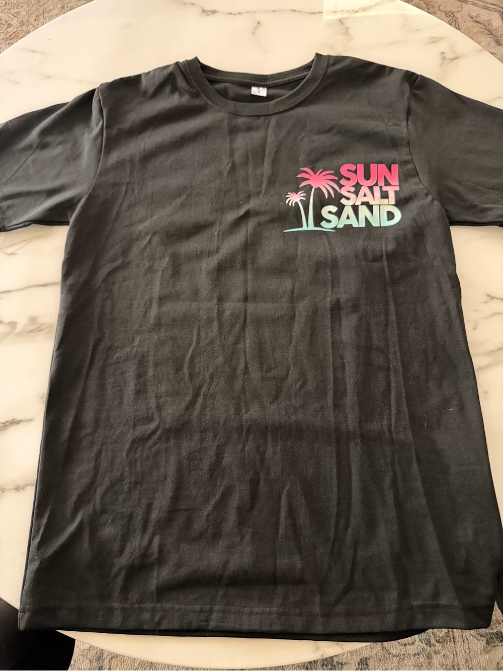 Sun Salt Sand Graphic Tee - Black with Pink & Mint Print